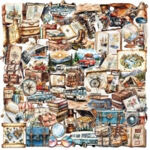 Vintage Travel Theme Stickers 50pcs