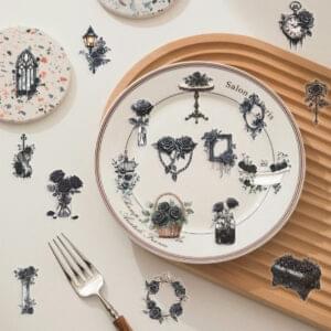 Vintage Dark Rose Theme Stickers 50pcs